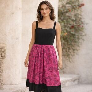 Peruvian Connection Pleated Sleeveless Dress Floral Size 12